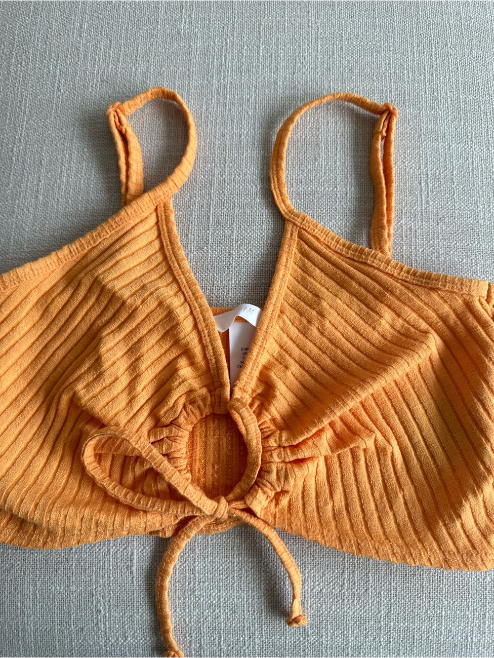 Women’s Ribbed Tie-Front Cami Top - Orange